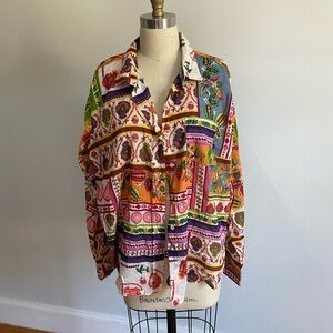 Calypso St Barth | Multicolor Lightweight Cotton Button-Up Shirt | Sz L